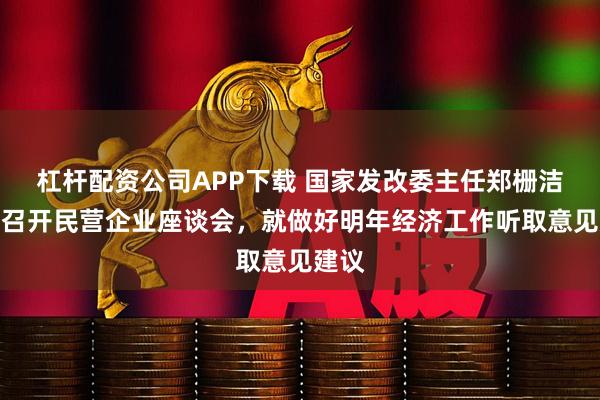杠杆配资公司APP下载 国家发改委主任郑栅洁主持召开民营企业座谈会,就做好明年经济工作听取意见建议